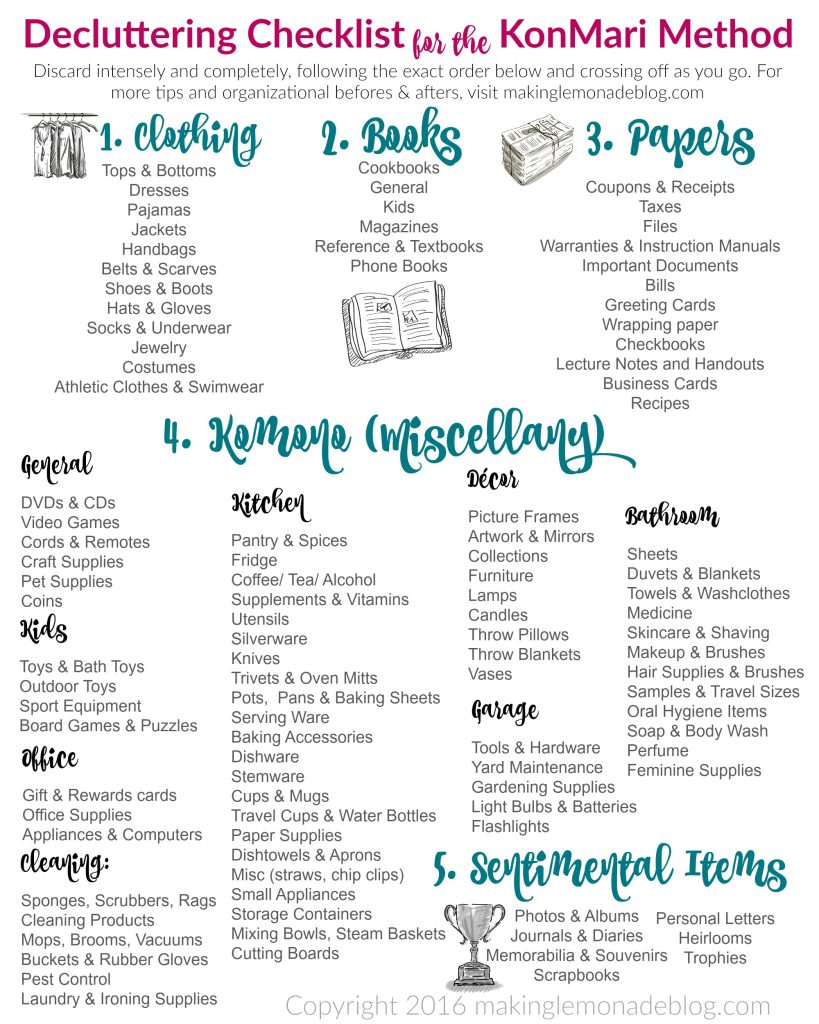 Declutter And Organize Checklist
